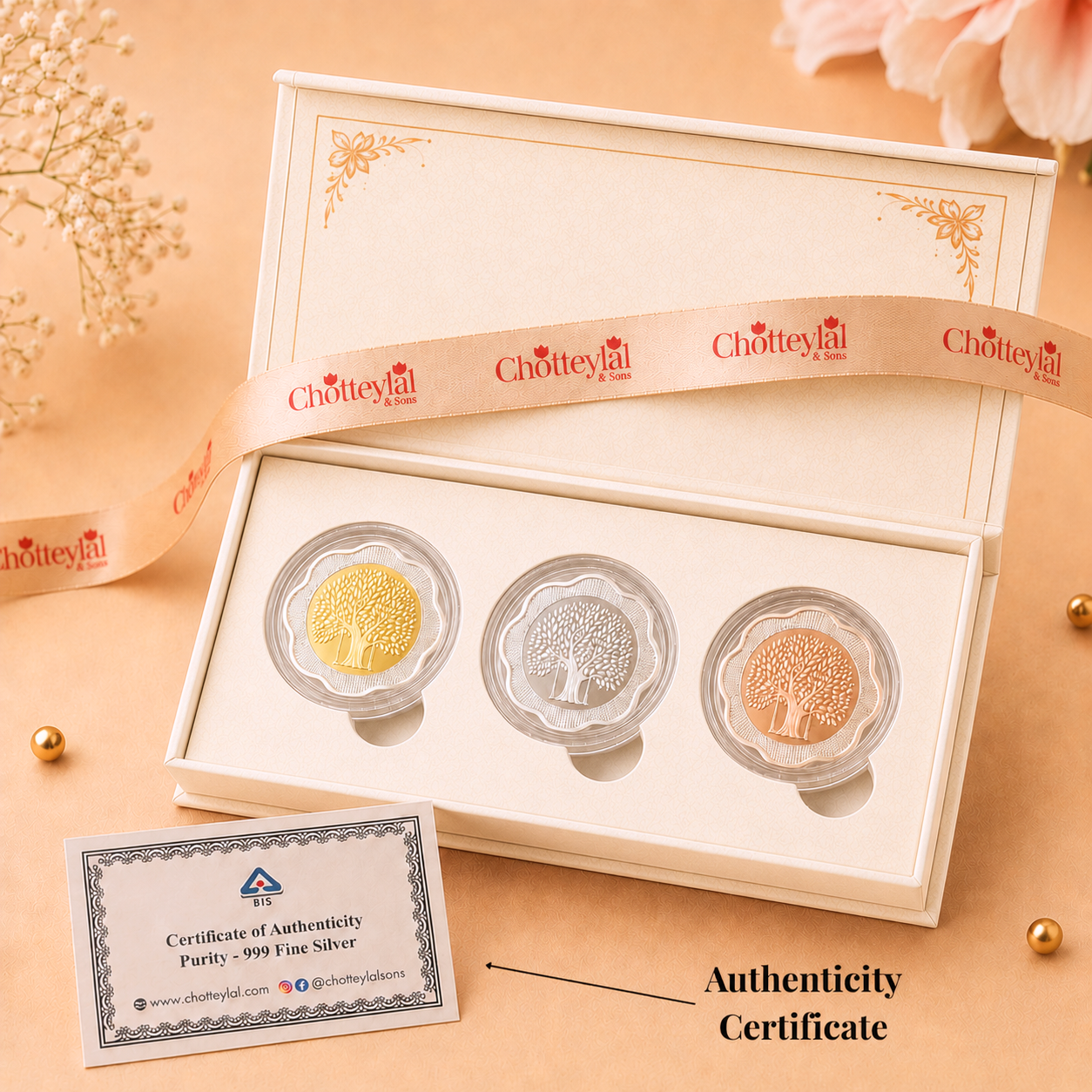 Auspicious Diya 30g Silver Coin Set - Add Logo/Message