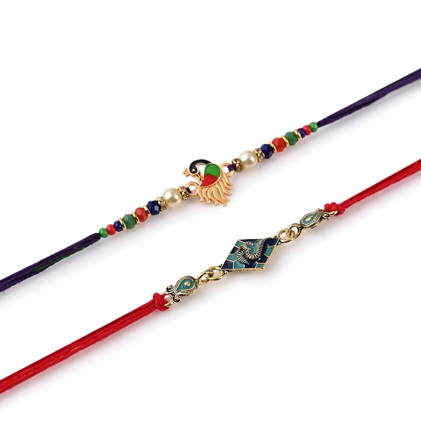 Men's Rakhi - Om and Peacock  Design - Set of 2