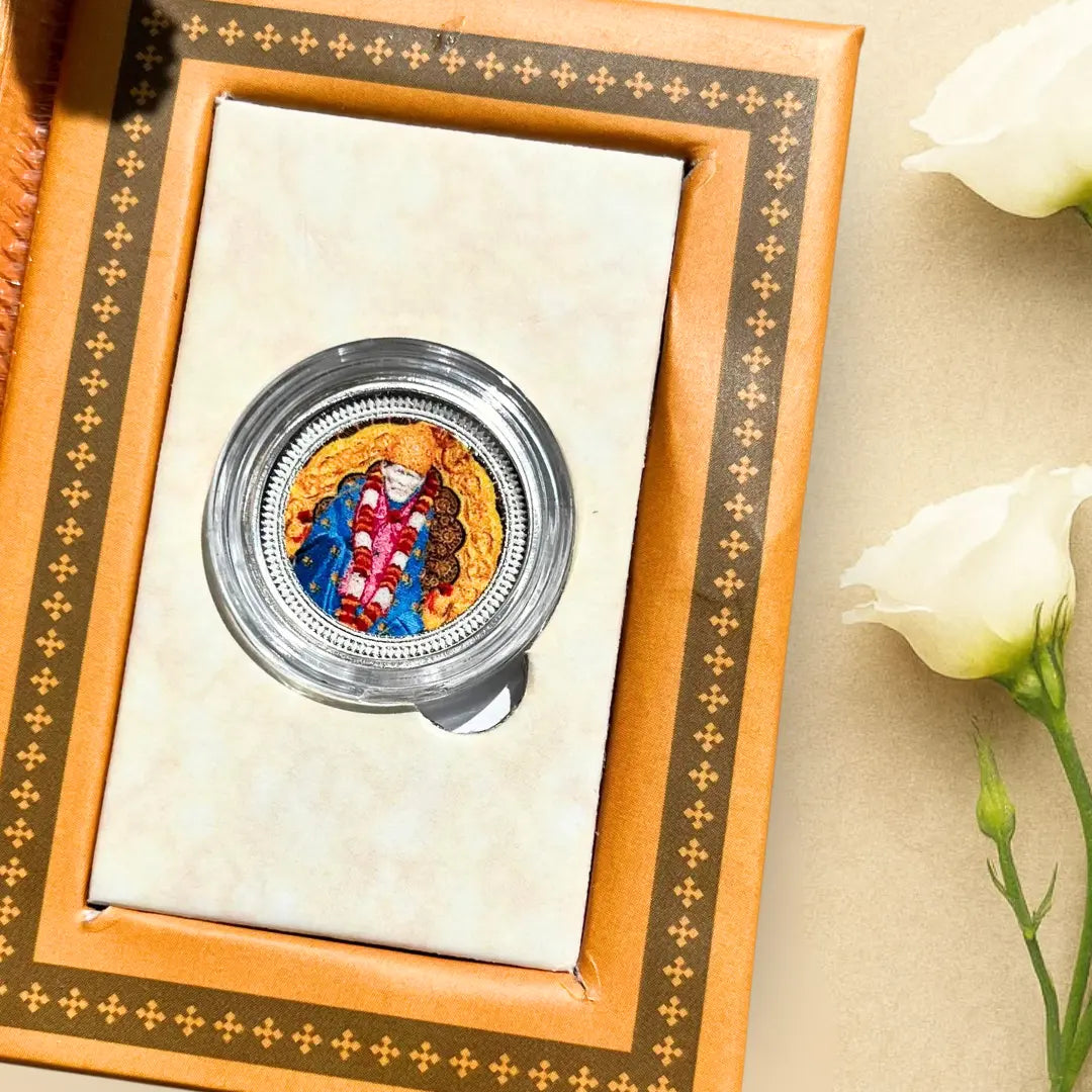 Sai Baba, Silver, Round Shape, UV Print, 1 GM, 999 Purity Silver Coin (Set of 10)