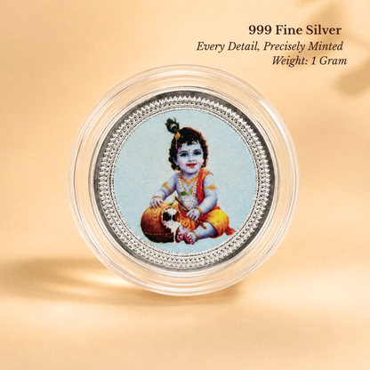 Little Krishna 1g UV Printed Silver Coin