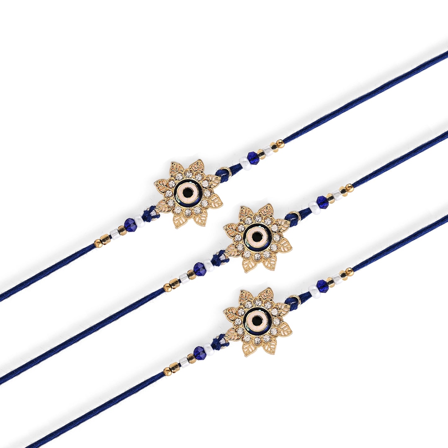 Men's Rakhi - Flower with Evil Eye Design - Set of 3