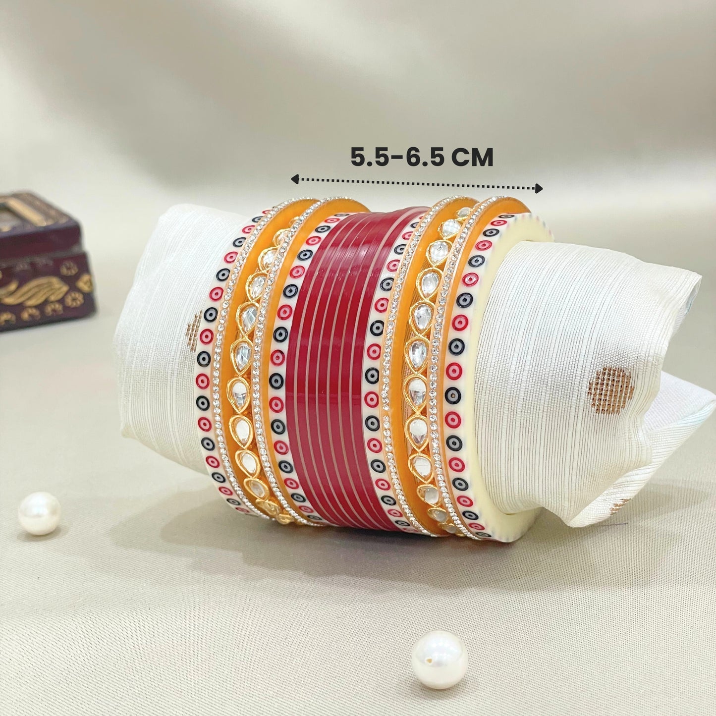 Pure Pearl Shimmer Kundan Dark Red Chooda