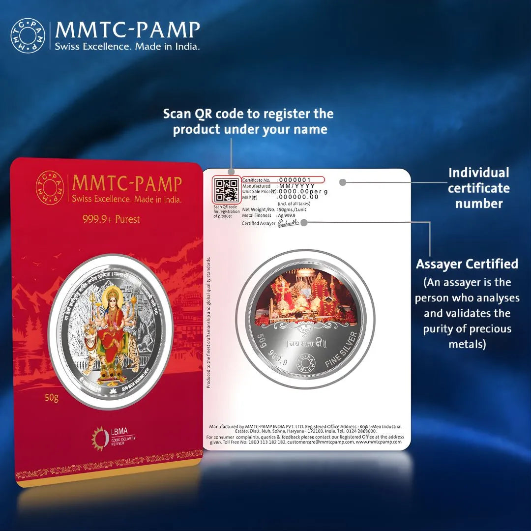 MMTC Mata Rani 50g Silver Coin – A Pure Expression of Faith & Value