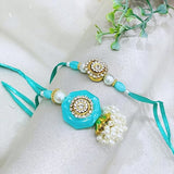 Pair Rakhi - Yellow  and White Pearl Beads