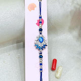 Men's Rakhi -  Blue Stone Blue and Silver Beads