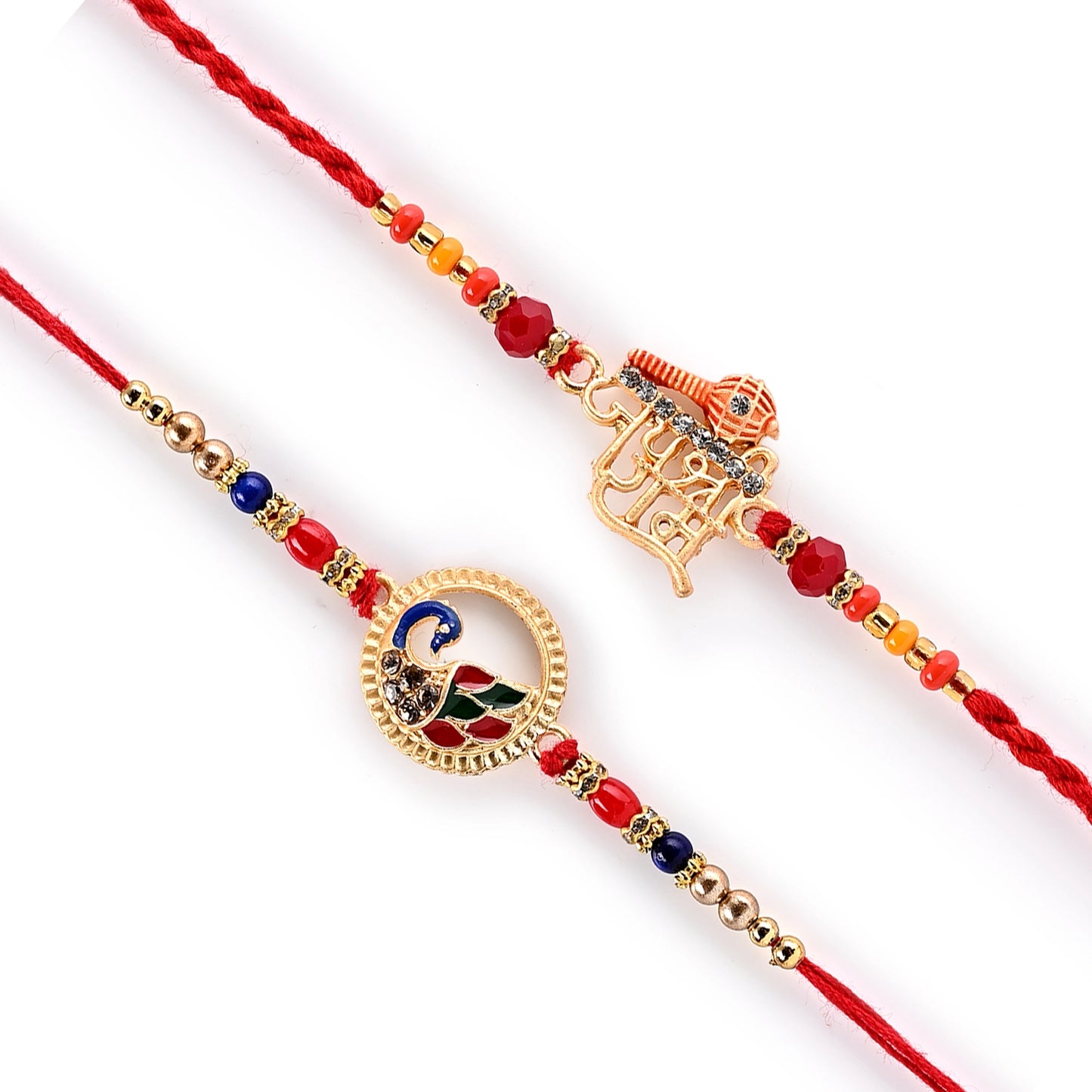 Men's Rakhi -Peacock and Jai shree Ram Design - Set of 2