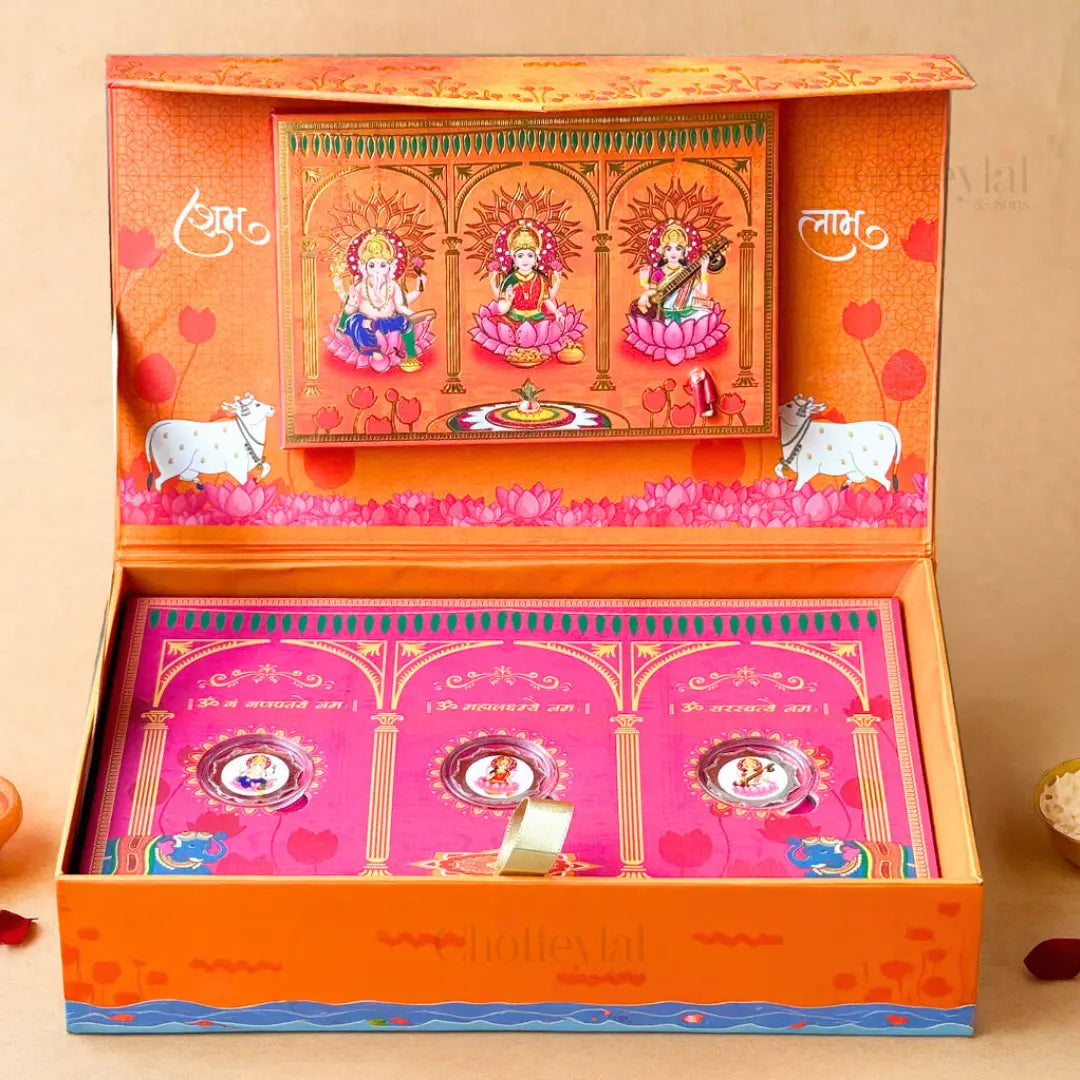 Ramayana Festive Musical Box – 999 Pure Silver Coins & Pooja Essentials Kit