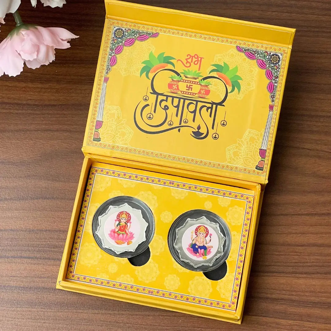 Shubh Labh Silver Coin Gift – Laxmi Ganesh Ji (Total 4 gm) - 999 Pure Silver