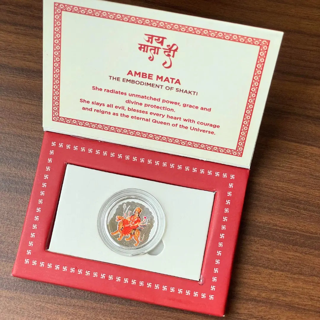 Kanjak and Langur Combo Gift Set (9 Mata rani  Silver Coins and 1 Hanuman ji Silver Coin {1 gram each}}- 999 Purity Silver Coins