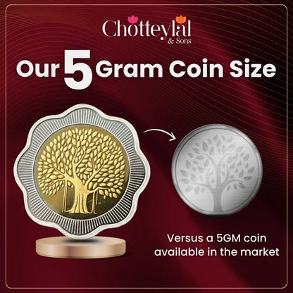 Banyan Tree Lotus Gold Finish 999 Silver Coin Set (11 gm) – Chotteylal & Sons