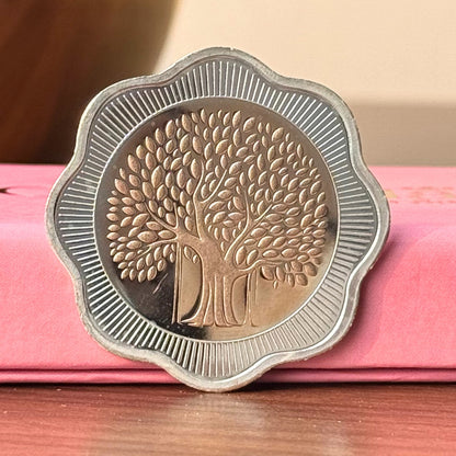 Banyan Tree, Tri-Color Finish, Floral Shape, Set of 3 (10 Gram Each), 999 Purity Silver Coin - Ready To Ship