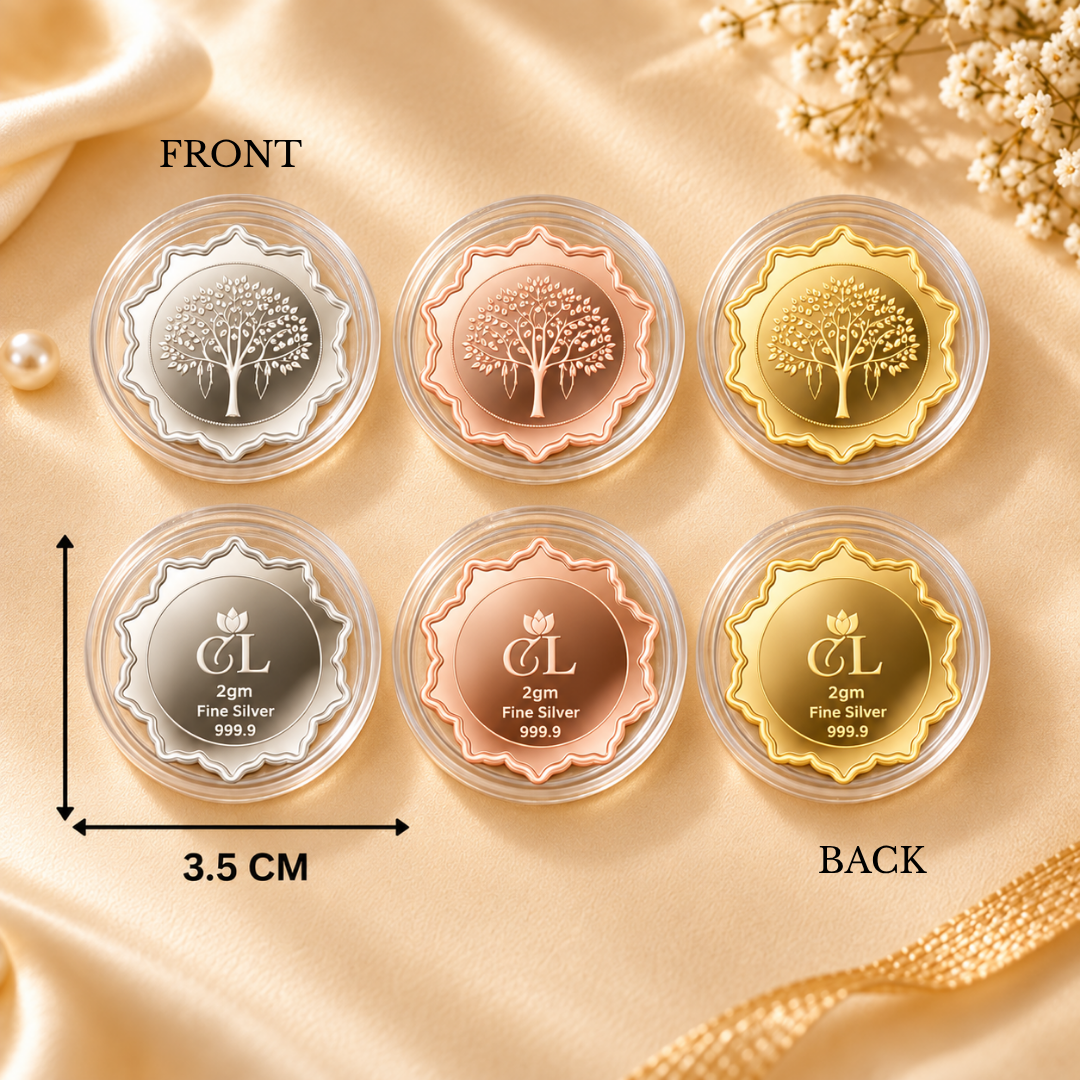 Diwali Gifts – 6g 999 Pure Silver Banyan Tree Coin