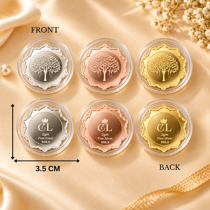 Diwali Gifts – 6g 999 Pure Silver Banyan Tree Coin
