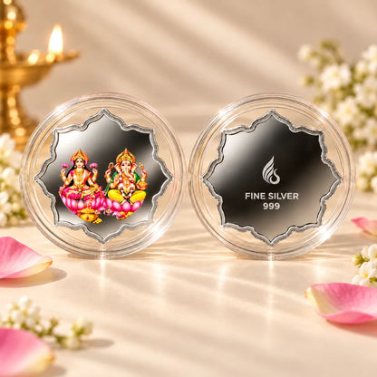 Shubh Labh Lakshmi Ganesh Ji 2g 999 Pure Silver Coin