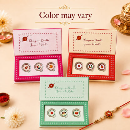 Box of Blessings Red Rakhi Gift, Set Of 3 Coins