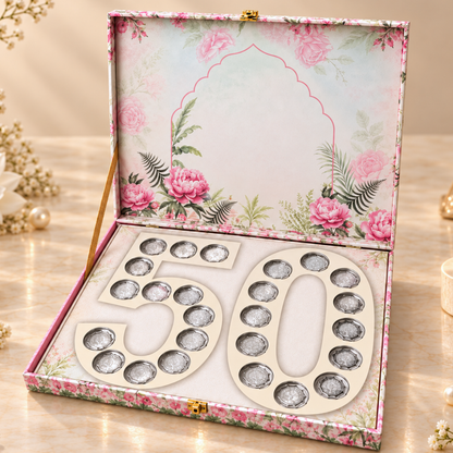 Celebration Peacock Design 25 Coin Box, Banyan Tree Design, Star Shape - Set of 25 Coins (2 g Each, Total 50 g)