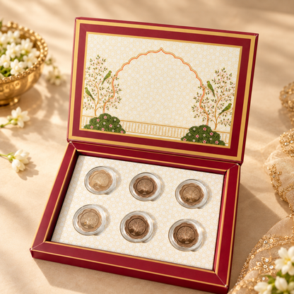 Premium 999 Pure Silver Flower Banyan Tree Gift Coin Set of 6 (2g Each)