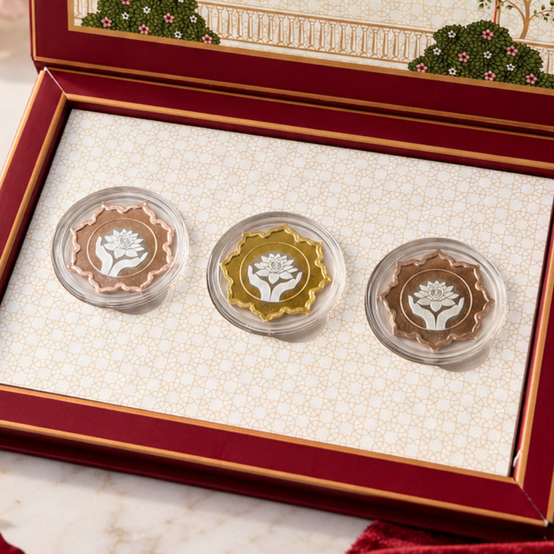 Lotus in Hand Silver Coin Set of 3 | 5g Each | 999 Pure Silver