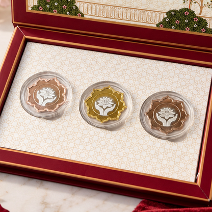Lotus in Hand Silver Coin Set of 3 | 5g Each | 999 Pure Silver