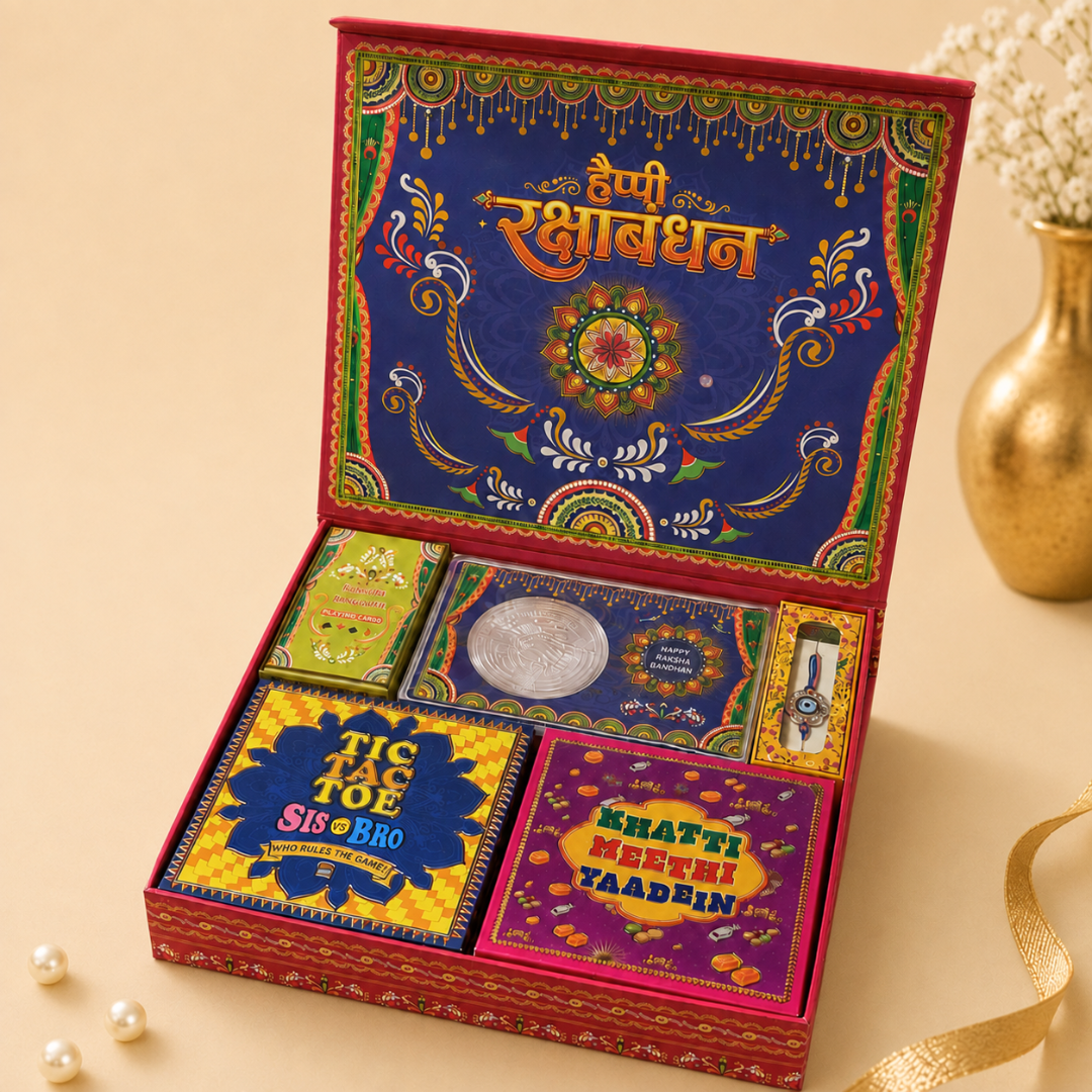 Happy Rakhi 6-In-1 Gift Hamper - 999 Silver Coin + 5 Gifts