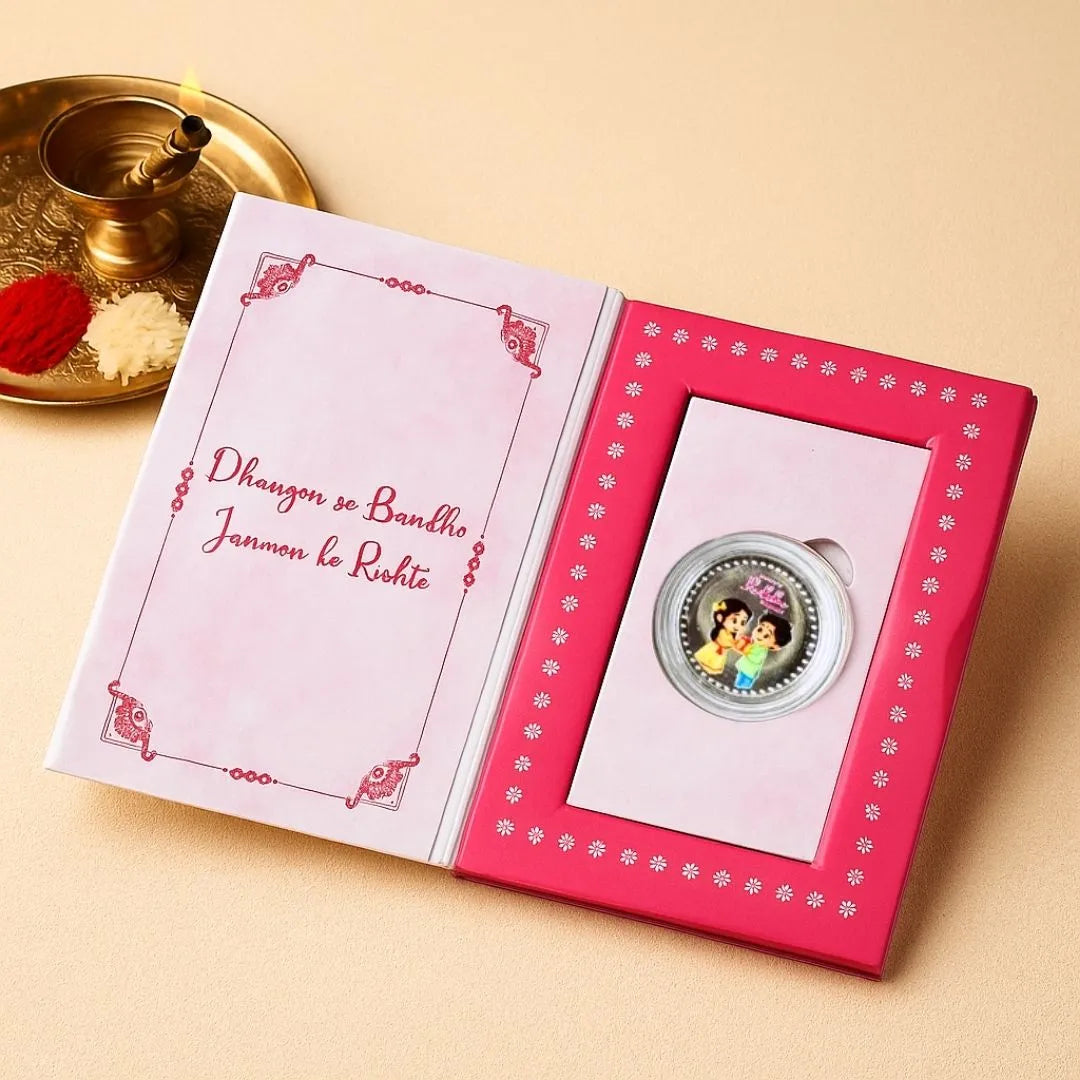 Token Of Love 1gm Silver Coin Rakhi Gift Box - 999 Purity Silver Coin