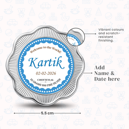 It's A Boy Silver Coin For Baby Announcements - Add Photo & Name