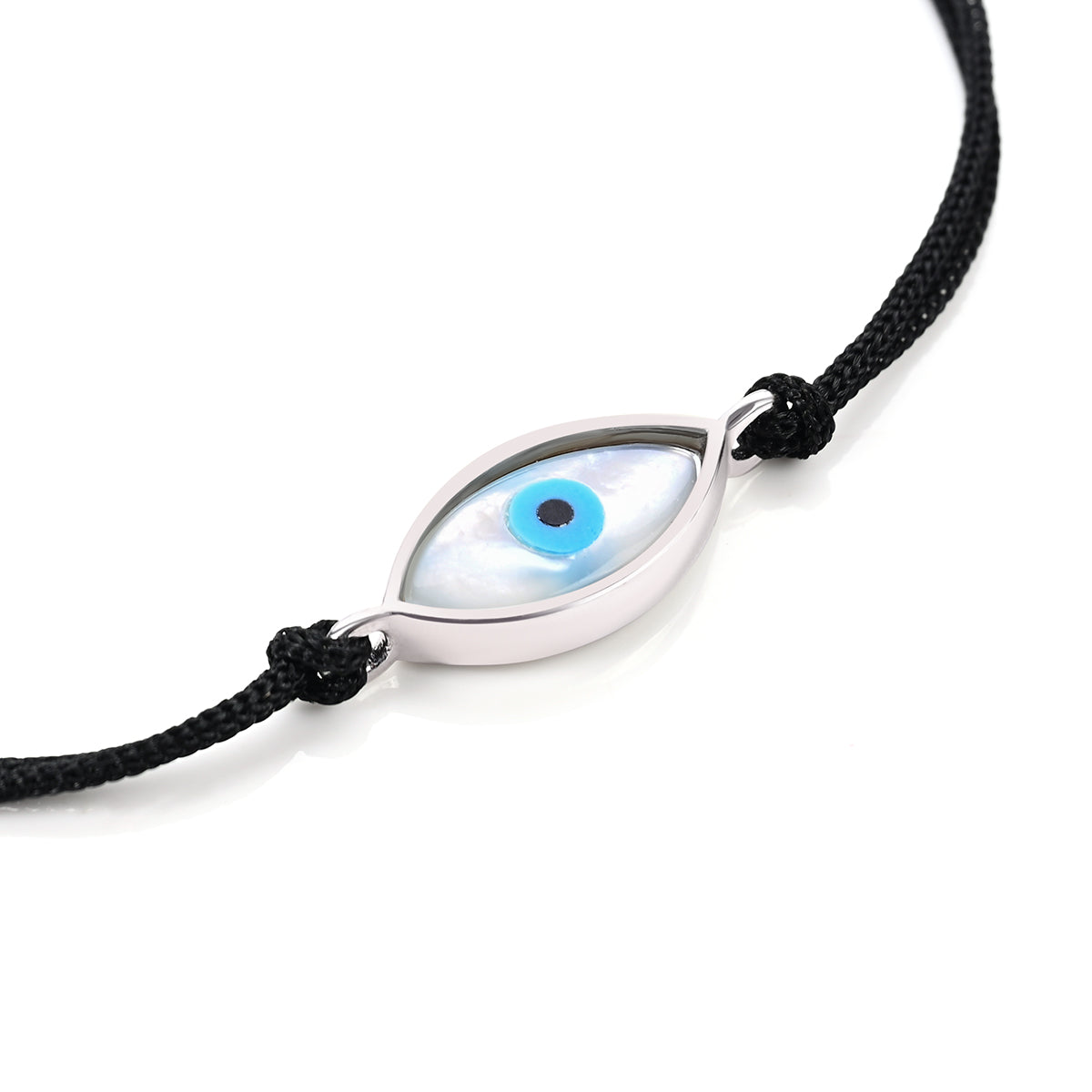 Silver Bracelet with Marquise Shape Evil Eye