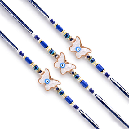 Men's Rakhi - Butterfly With Evil Eye Design - Set of 3