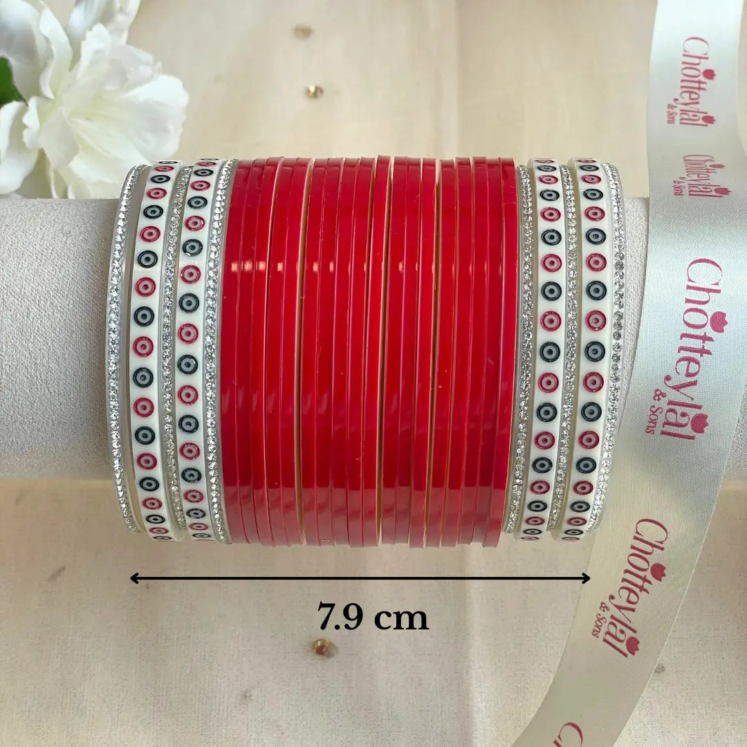 Pure Pearl Classic Heritage Diamond Dark Red Chooda Set of 21