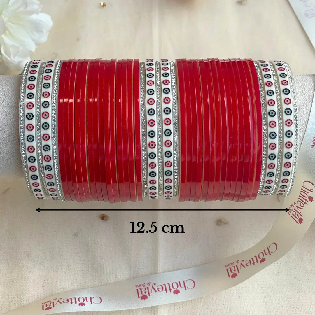 Pure Pearl Classic Heritage Diamond Dark Red Chooda Set of 31