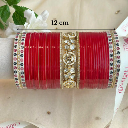 Pure Pearl Classic Heritage Diamond Dark Red Chooda Set of 31