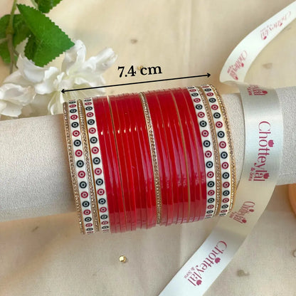 Pure Pearl Classic Heritage Diamond Dark Red Chooda Set of 21