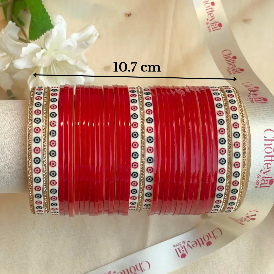 Pure Pearl Classic Heritage Diamond Dark Red Chooda Set of 31