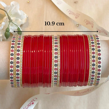 Pure Pearl Classic Heritage Diamond Dark Red Chooda Set of 31