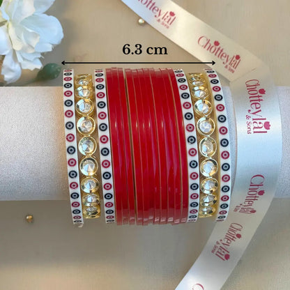 Pure Pearl Classic Heritage Diamond Dark Red Chooda Set of 15