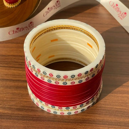 Dark Red Semi Pearl Chooda – Premium Bridal Set - 15