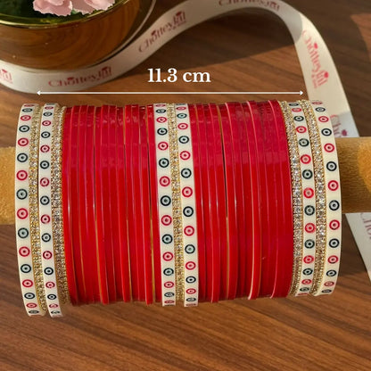 Semi Pearl Red Chooda Set of 31