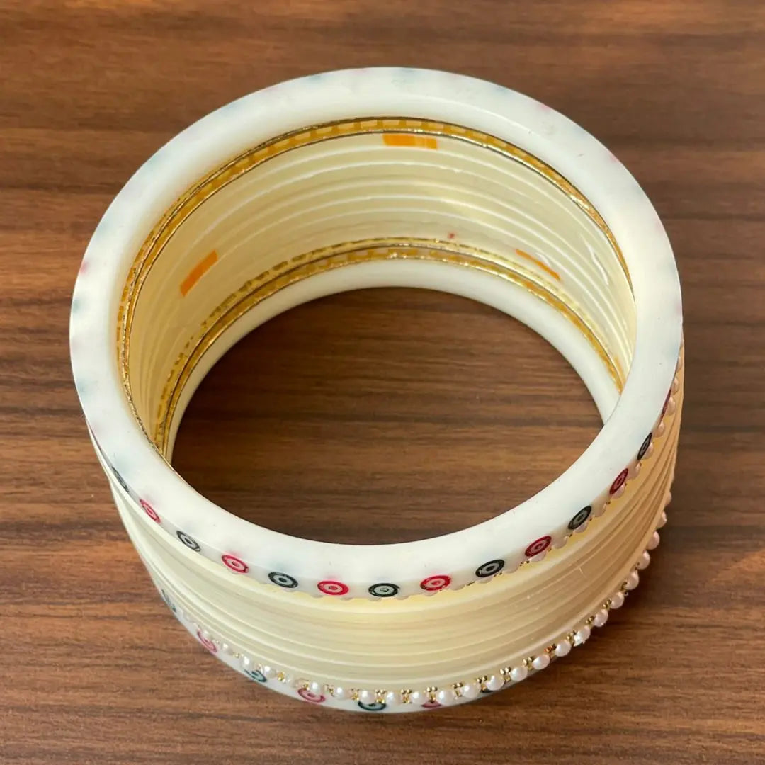 Semi Pearl Ivory Chooda Set of 11