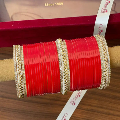 Semi Pearl Dark Red Chooda Set of 31