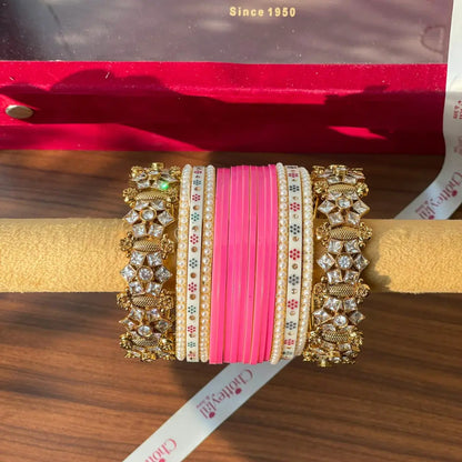 Semi Pearl Pink Chooda Set of 11