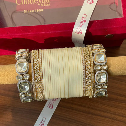 Semi Pearl Ivory Chooda Set of 21