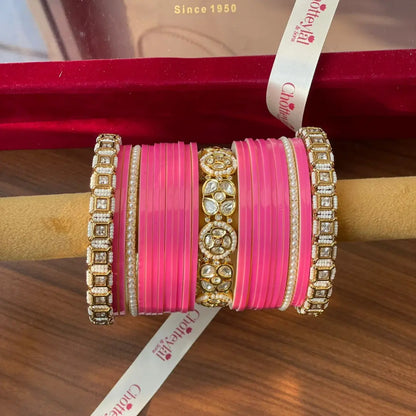 Semi Pearl Pink Chooda Set of 21