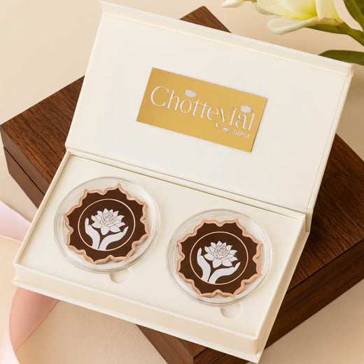 Lotus In Hand, Rose Gold, Lotus Shape, Set  of 2 Coins (50 g Each)
