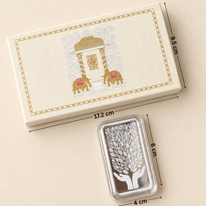 Leaf In Hand Blessings - 999 Silver Bar Coin, Single (Multiple Weights)