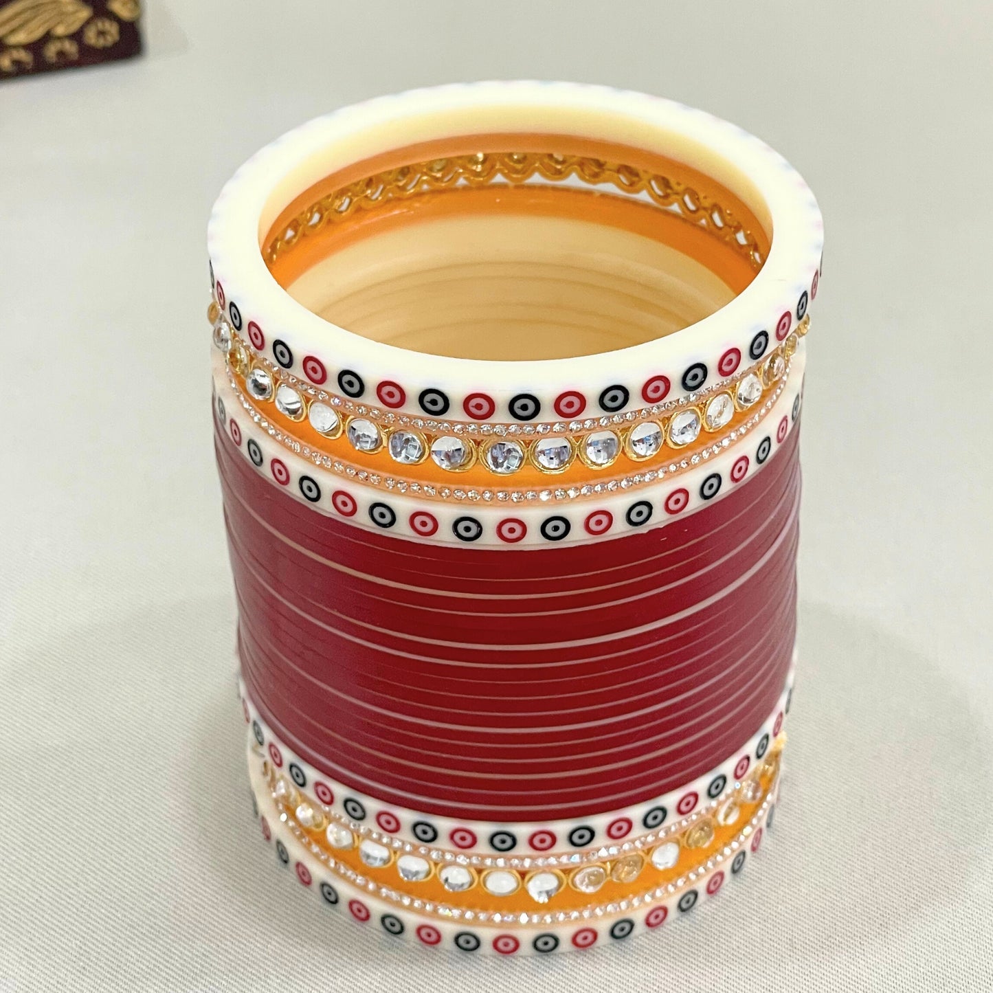 Pure Pearl Classic Kundan Dark Red Chooda