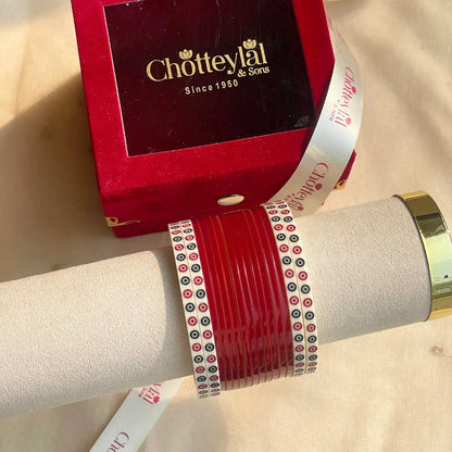 Pure Pearl Classic Heritage Diamond Maroon Chooda Set of 15