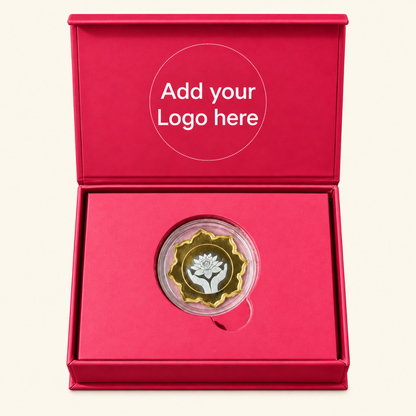 Lotus In Hand, Gold Finish, Lotus Shape, Single (5 g), 999 Purity Silver Coin - Wedding Gifts