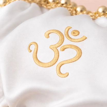 Om Luxury Fabric White Gaana Cover for Wedding Rituals