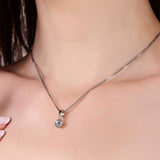Sterling silver Round Cut Shape Solitaire pendant with Box chain