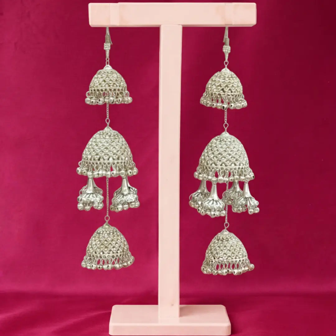 Elegant Silver Stone Multi-Dome Bridal Kalira